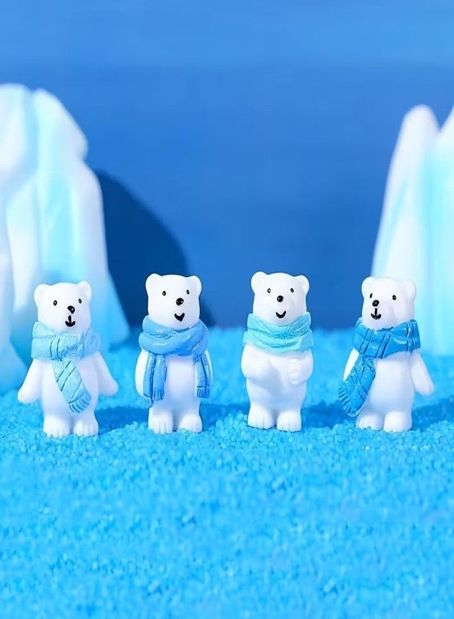 VAYINATO 4pcs Polar Bear Figurines with Iceberg Scarves - Resin Bear Home Decor for Garden, Plants, Aquarium, Home, Car - DIY Miniature Crafts, Gifts for Christmas, Halloween, Easter, Thanksgiving - Image 1